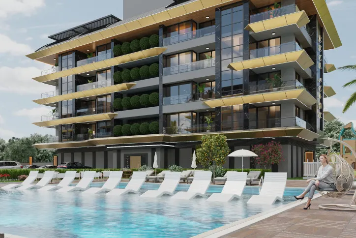 Excellent project in Kargicak area 200 meters from the sandy beach