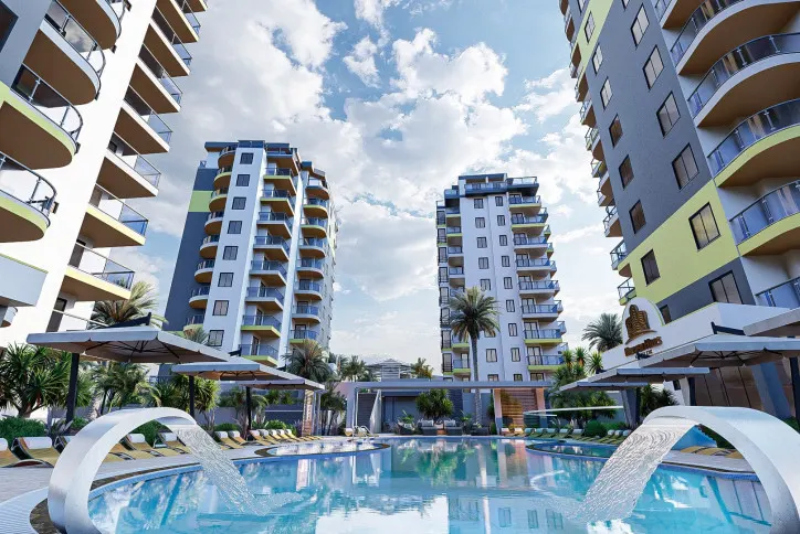 A complex with full infrastructure in the Mahmutlar district, Alanya