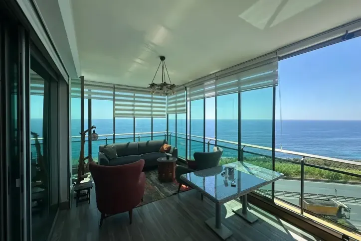 Luxury Sea View Apartment with Panoramic Mediterranean Views in Kargıcak