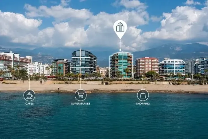 Furnished Seafront 1+1 Apartment in Oba, Alanya