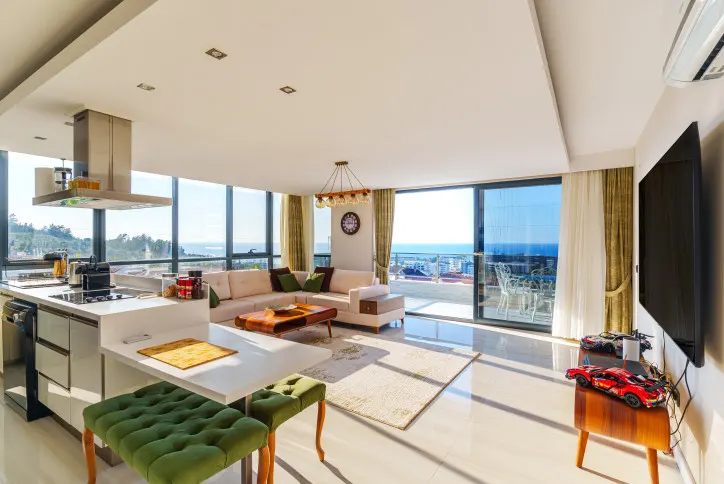Apartment 2+1 in Kargicak with Sea and Alanya Castle Views