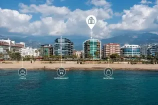 Furnished Seafront 1+1 Apartment in Oba, Alanya