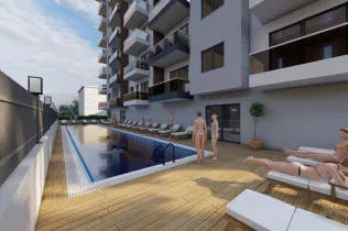 Modernt komplex i det utvecklade området Alanya, Avsallar