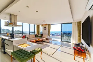 Apartment 2+1 in Kargicak with Sea and Alanya Castle Views