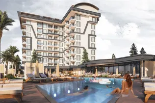 Bright 1+1 apartment with sea views in Payallar area, Alanya
