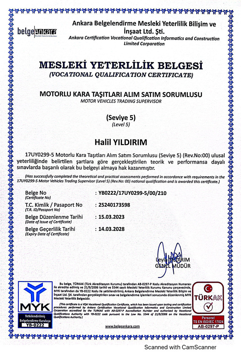 Vocational Qualification Certificate